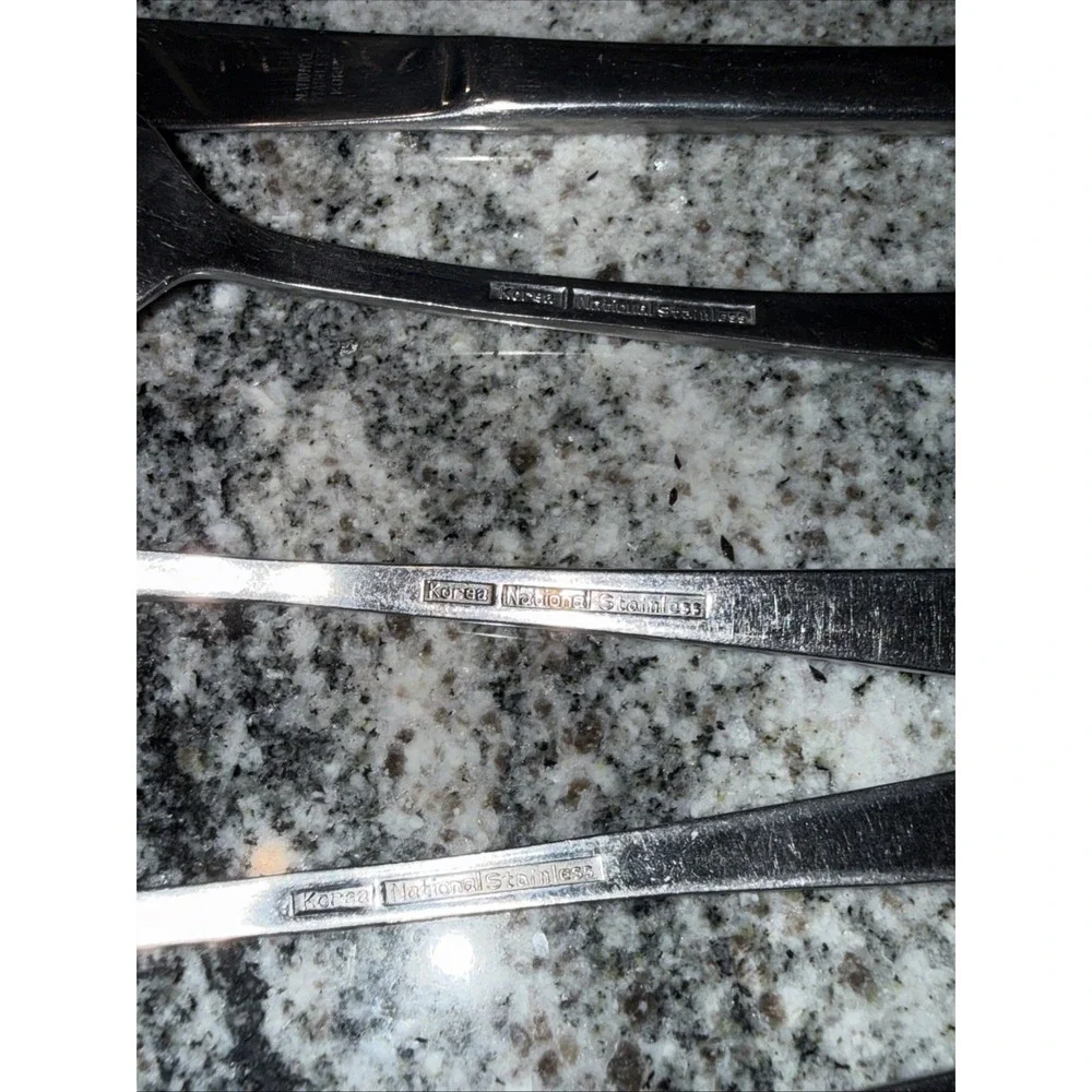 7 Pcs National Stainless Korea Flatware Costa Mesa‎ Pattern Flower Dots